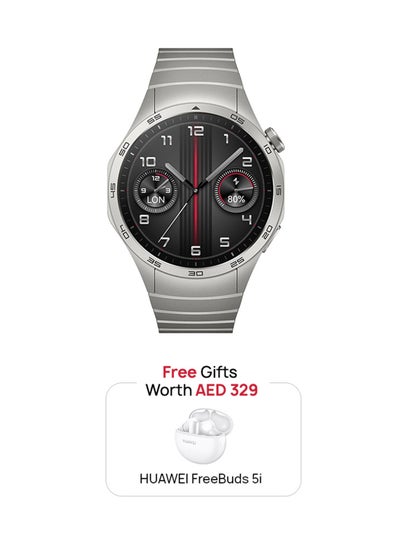 اشتري Watch GT 4 46Mm Smartwatch, 14 Days Battery Life, Science-Based Calorie Management, Dual-Band Five-System GNSS Position, Heart Rate Monitor, Andriod And iOS + Freebuds 5i Grey في الامارات