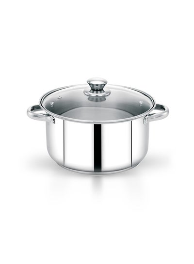 Buy Massilia Stainless Steel Stockpot with Glass Lid- RF11591 Perfect for Simmering, Boiling, Steaming, Etc Silver 18cm in UAE