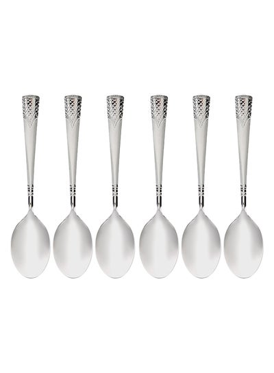 اشتري Royalford 14 cm Stainless Steel Tea Spoon- RF11944 Pack of 6, Stylish Sandblast Finish, Light-Weight and 100% Food-Grade Non-Magnetic, Suitable for Dining Table, Home and Restaurant Silver في الامارات