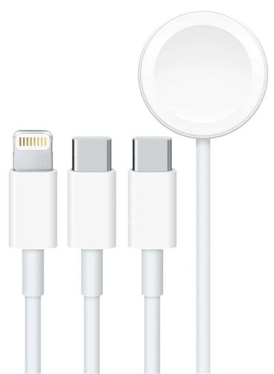 اشتري All In One USB-C to Lightning / Type-C / Apple Watch Charger 1.2M  - White في الامارات