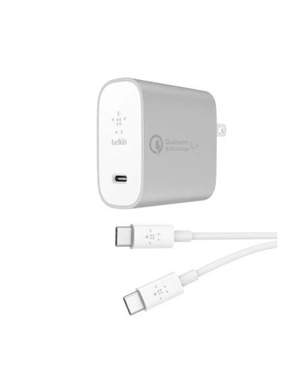 Buy Boost Charge USB-C Home Charger + Cable 27W, Smarter And Faster Charging With Quick Charge Technology, Universal Compatibility - Silver in UAE