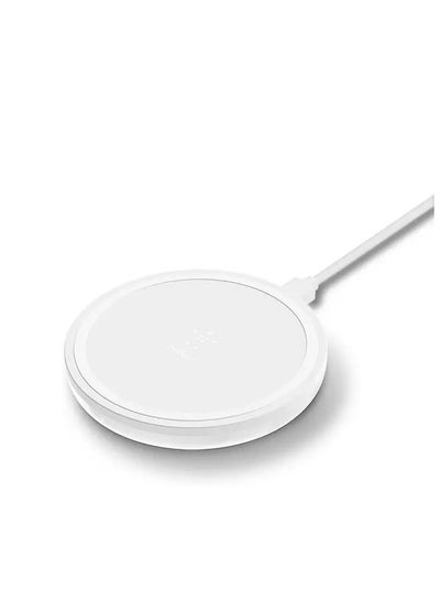 اشتري BoostCharge Wireless Charging Pad 10W (Qi-Certified Fast Wireless Charger For iPhone, Samsung, Google, More) Including 3 Pin Power Supply Plug - White في الامارات