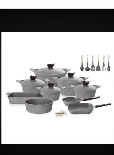 Buy 20-Piece Cookware Granite Set Grey 18/20/22/24/28/26cm in Saudi Arabia