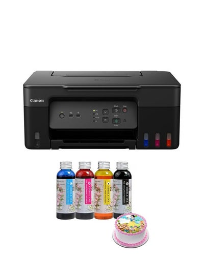 Buy PIXMA G3430 All-In-One Multi-Function Printer With Food Grade 400ML 4 Colors 100ML/Bottle Bakey Ink Black in UAE
