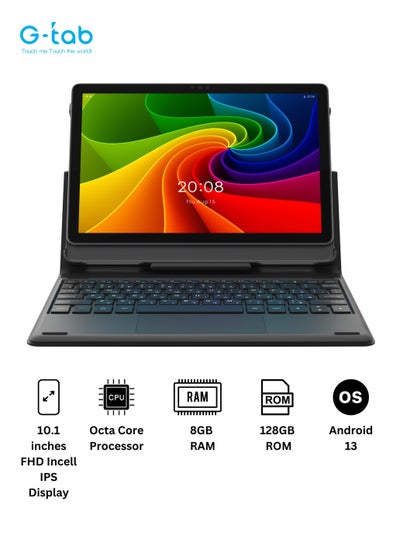 Buy C30 High End Tablet, 10.1 Inch Display, 4G, Octa Core, 8Gb Ram + 128Gb Rom, 8Mp Front + 13Mp Rear Camera, 1920*1200 Incell LCD, 6580mAh Battery, 18W Fast Charging, With Case And Keyboard in UAE