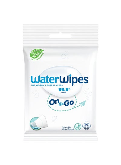 اشتري Plastic Free On the Go Wipes, 99.9% Water, Unscented, Gentle on Skin, 10 Count في الامارات