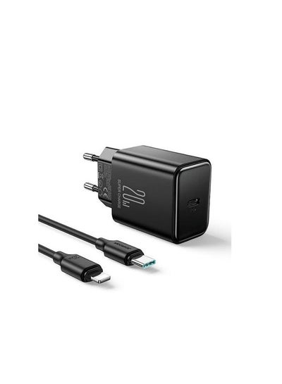 اشتري USB C Charger 20W PD Joyroom JR-TCF06 with USB C Cable - Lightning - Black في مصر