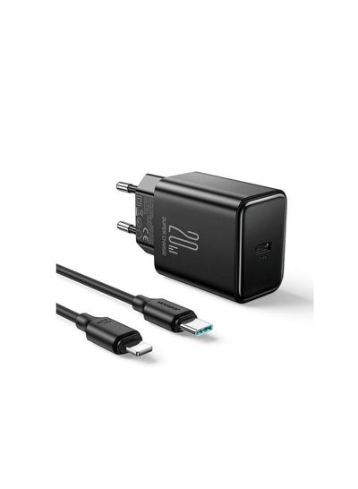 Buy 20W PD Flash Series Charger, Single Port, Support QC 3.0, Travel Wall Charger Adapter For Fast Charging, Compatible With iPhone Up To 14 Pro Max Charging Cable BLACK in Egypt