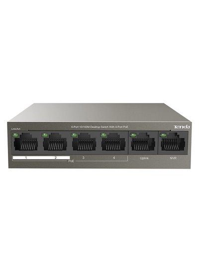 اشتري PoE Switch 6-Port 10/100Mbps (4 PoE+ & 2 Uplink Ports, 58 W for all PoE Ports, QoS, 250m Transmission Distance, 802.3at/af, Desktop/Wall Mounting, Metal Case, Plug and Play) (TEF1106P-4-63W) Brown في مصر