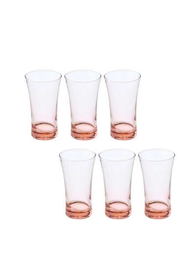 اشتري Pasabahce Large Juice and Water Cups Set of 6 - Azur Long Drink- (320ml)- Pink-Turkey Origin pink في مصر