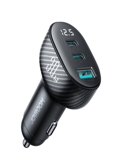 Buy Joyroom JR-CCD04 30W 2x USB-C USB-A Car Charger With Display - Black in Egypt