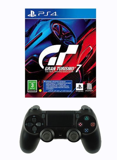 Buy Wireless Controller Black With Gran Turismo 7 Standard Edition - PlayStation 4 (PS4) - Racing - PlayStation 4 (PS4) in Saudi Arabia