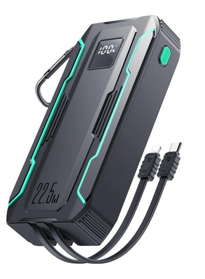 Buy 10000 mAh JR-L017 22.5W Power Bank with Built in 2in1 Cables with SOS light Black in Egypt