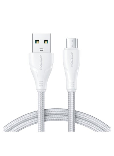 اشتري Joyroom USB cable - micro USB 2.4A Surpass Series for fast charging and data transfer 1,2m (S-UM018A11) White في مصر