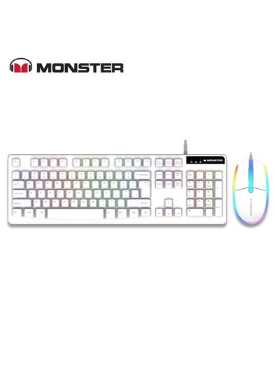 Buy KM1 PRO Wired RGB Light Keyboard & Mouse Set  Laptop - White in Egypt