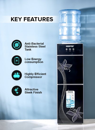 اشتري Top Loaded Water Dispenser With Refrigerator With Stainless Steel water Tank, Fast Cooling, 2 Tap- Hot & Cold, Child Safety Button, Cold Tank -2.8L Capacity, Hot Tank 1L Caacity GWD17023 Black & White في الامارات