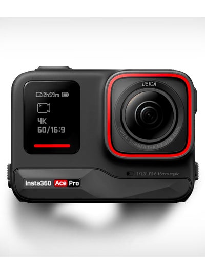 اشتري Ace Pro Waterproof Action Camera Co-Engineered With Leica Flagship 1/1.3 Inch Sensor And AI Noise Reduction For Unbeatable Image Quality 4K 120Fps  2.4 Inch Flip Screen And Advanced AI Featu في الامارات