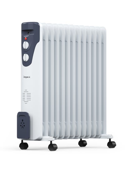 اشتري Oil Filled Heater 2500W 13 Fin Three Power Settings Adjustable Thermostat Over Heat Protection-OH 13 2500 W OH 13 White في السعودية