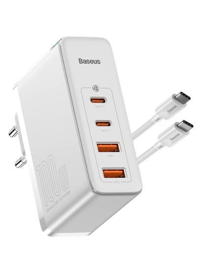 Buy USB C Charger 100W, 4-Ports PD PPS Power Supply Fast Charger With GaN, Charging Adapter For MacBook Pro/Air, iPhone 15/14/13/12, iPad Pro, Galaxy S23, Laptop, Steam Deck, Apple Watch Etc White in UAE