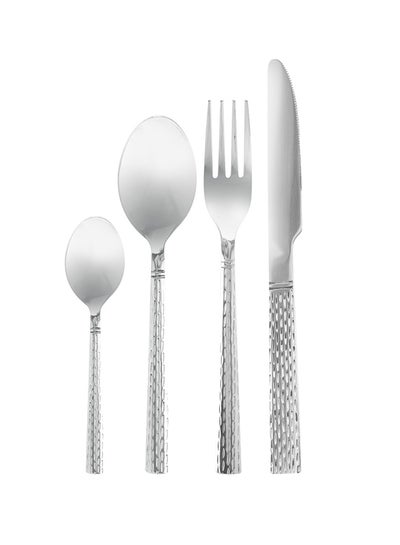 Buy 16-Piece Cutlery Set Stainless Steel Cutlery Includes 4 Teaspoons, 4 Dinner spoons, 4 Dinner Forks, 4 Dinner Knives Stylish Hammered Finish, Suitable for Dining Table 23.0cm in UAE