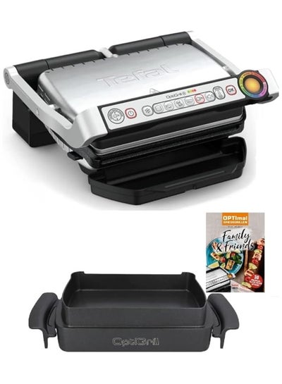 اشتري OptiGrill+ Electric Contact Grill With XA7258 Snacking And Baking Tray Recipe Book Included 6 Grill Programs Indoor Electric Grill Ideal Gresults Non-stick Cast Aluminum Plates Bundle 2000 W GC712D+XA7258 Black / Silver في الامارات