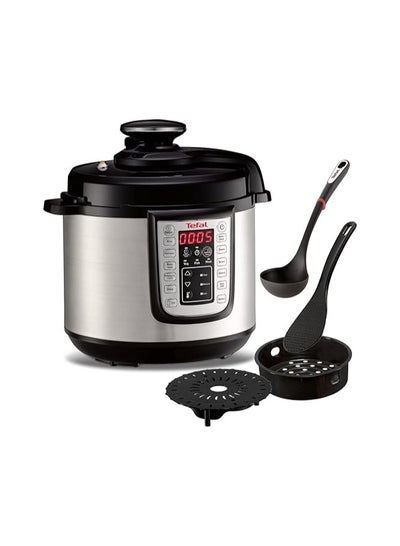 اشتري Multicooker Fast And Delicious Multicooker 1200 Watt Electric Pressure Cooker With Ladle 25 Automatic Programs 6 liters Adjustable Temperature, Time Stainless Steel 6 L 1200 W CY505E+K20601 Black / Metallic في الامارات