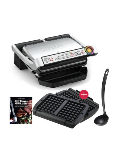 Buy OptiGrill+ Electric Contact Grill With XA7248 Waffle Plates And Ladle Optigrill Recipe Book Included 6 Grill Programs Non-Stick Coated Plates Indoor Electric Grill Stainless Steel Bundle 2000 W GC712D+XA7248 Black / Silver in UAE