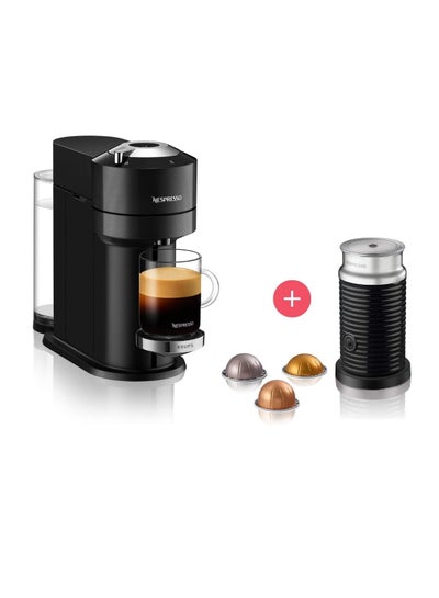 اشتري Vertuo Coffee Capsule Machine By Krups With Aeroccino 3 Milk Frother Automatic Switch-Off Short Heat-Up Time Six Cup Sizes Easy Preparation Space-Saving 1.2 L 1500 W XN9108+3694EUBK Black في الامارات