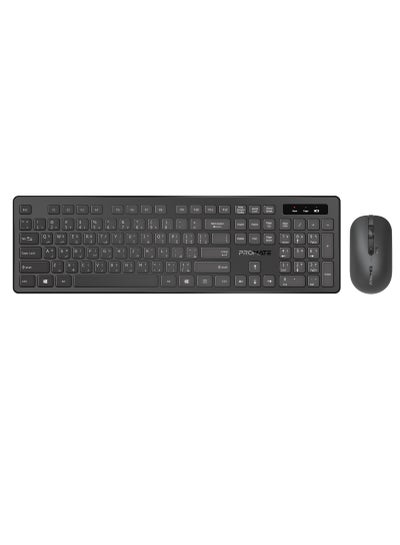 Buy Promate Wireless Keyboard and Mouse Combo, Slim Full-Size 2.4Ghz Wireless Keyboard with 1600 DPI Ambidextrous Mouse, Nano USB Receiver, Quiet Keys, Angled Kickstand Black in UAE