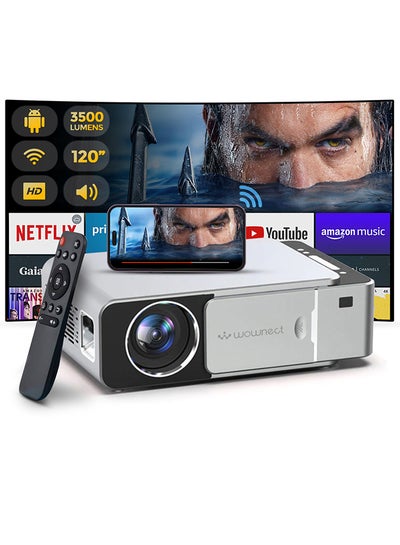 Buy Home Android LED Projector 3500 Lumens Mobile Casting Portable Projector Screen Upto 200" PROJ-WO-32-AN Silver in Egypt