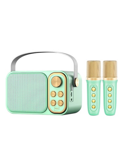 اشتري Portable Bluetooth Karaoke Speaker With 2 Wireless Mic With Voice Modulation Pink في السعودية