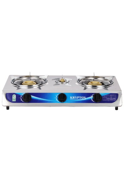 Buy Stainless Steel Gas Cooker| Triple Burner Gas Stove Low Gas Consumption and Improved Gas Flow for Efficient Heating Auto PiezoIgnition System, LPG Gas Stove| Silver, 2 Years Warranty KNGC6171 Multicolour in Saudi Arabia