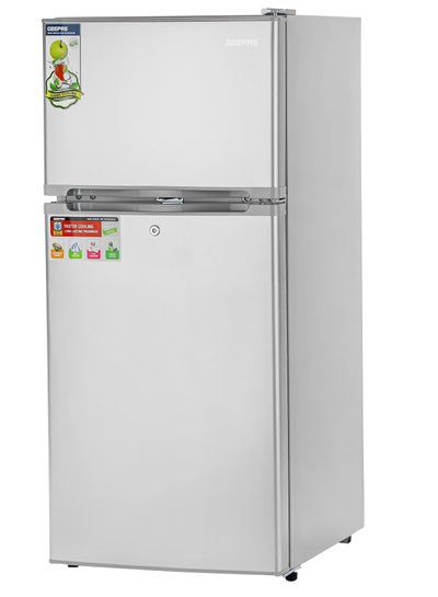 Buy 200L Gross Capacity/132L Net Capacity No-frost Double Door Compact Refrigerator Auto Defrost-Prevent Ice Formation, Lock And Key, Spacious Vegetable Crisper Box, Fan Cooling For Long Lasting Freshness 200 L 120 W GRF2003SPN Grey in UAE