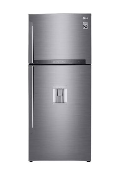 اشتري LG Refrigerator Top Freezer With Linear Compressor 592 Liter 21 Cubic Feet Water Dispenser Hygiene Fresh Filter Door Cooling GR-F822HLHM silver في مصر