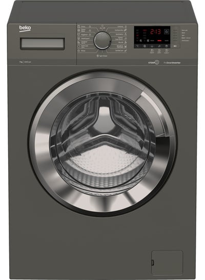 اشتري Front Load Washing Machine - 1000 RPM - Smart Pro Inverter Motor - Steam Cure - Digital Screen - 7 kg WTV 7512 XMCI2 Gray في مصر