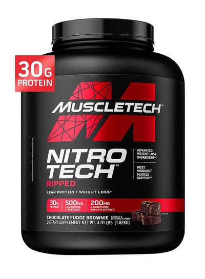 Buy Nitro Tech Ripped Lean Protein Plus Weight Loss Chocolate Fudge Brownie 4.01lbs, 1.82kg in UAE