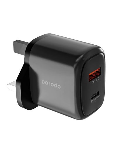 اشتري 20W+QC USB A+C Charger UK - Black في الامارات