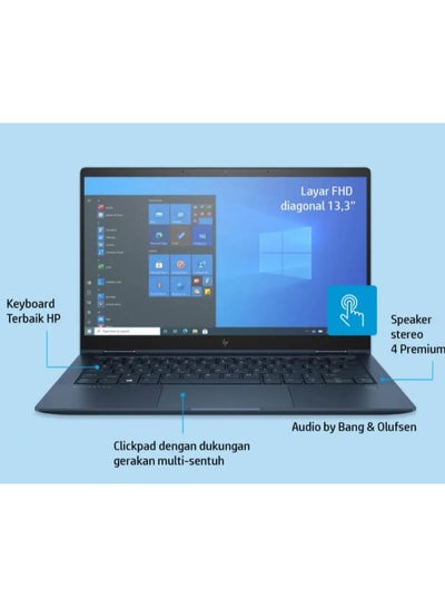 اشتري Newest 2023 Elite Dragonfly G2 13.3" Touchscreen 2 in 1 Notebook - Intel Core i5  -1135G7  Quad-core 3 GHz - 16 GB DDR4 RAM - 512 GB NVME SSD - Intel Iris - Windows 11 English Blue في الامارات
