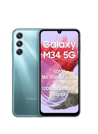 Buy Galaxy M34 Dual Sim Waterfall Blue 8Gb Ram 256Gb 5G - Indian Version in UAE