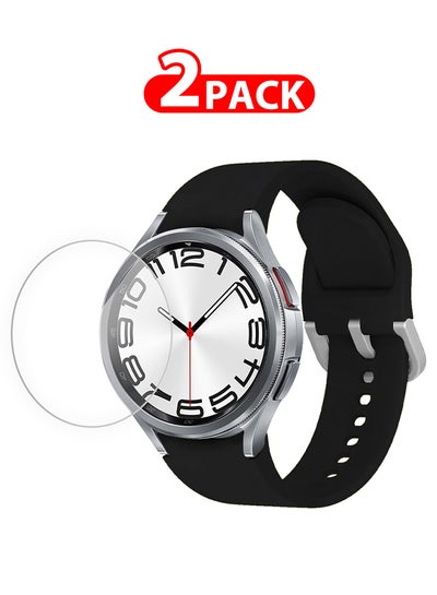 اشتري 2 Pack For Samsung Galaxy Watch 6 Classic 20Mm Silicone Band And Screen Protector 47Mm Flexible And Durable Replacement Sport Strap Black في الامارات