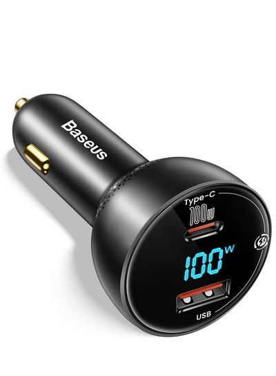 Buy USB C Car Charger 100W PD3.0 QC4.0 2-Ports Fast Charging LED Cigarette Lighter USB Charger Adapter Compatible With Samsung/iPhone 15 Pro/Max/Plus/Huawei/iPad/MacBook Pro/Air/Tablet/Laptop Black in UAE