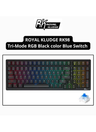 Buy Royal Kludge RK98 Tri-Mode RGB 100 Keys Hot Swappable Mechanical Keyboard Black (Blue Switch) in UAE