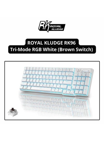 Buy Royal Kludge RK96 Wired Tri Mode Bluetooth RGB Hot Swappable Mechanical Keyboard White (Brown Switch) in UAE