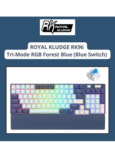 Buy RK ROYAL KLUDGE RK96 RGB Limited Ed, 90% 96 Keys Wireless Triple Mode Bluetooth 5.0/2.4G/USB-C Hot Swappable Mechanical Keyboard w/Software Support & Massive Battery, RK Blue Switch, Forest Blue in UAE
