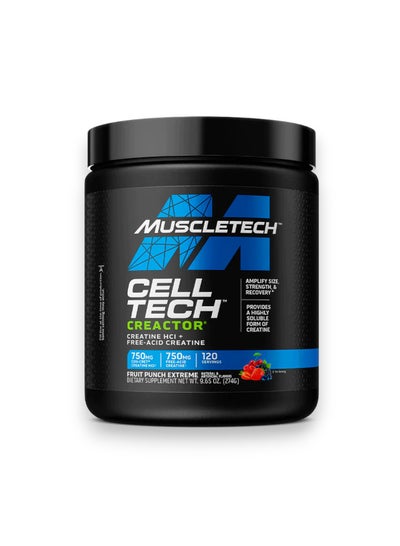 Buy Cell Tech Creactor, Creatine HCl +Free-Acid Creatine, Fruit Punch Extreme Flavour, 120 Servings in Saudi Arabia