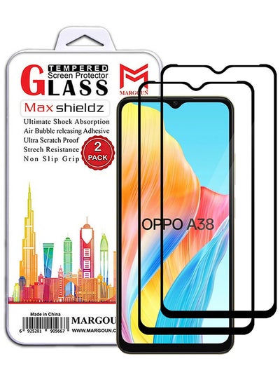 اشتري 2 Pack For Oppo A38 Screen Protector 9H Hardness Scratch Resistance Screen Protector Touch Sensitive Case Friendly Tempered Glass Film Clear في الامارات