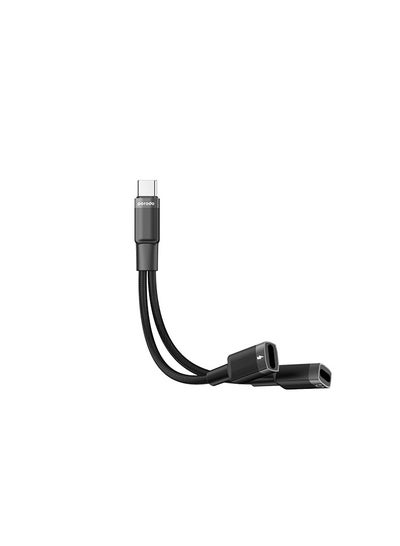 Buy 2in1 Lightning to 2*Type C Jack Headphone and Charging Converter Adapter Black in UAE