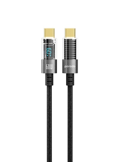 اشتري 60W Type-C To Type-C Braided Cable With PD Display 1.2M Black في الامارات