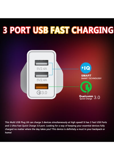 اشتري Datazone USB Charge Dual USB 5V 2.4A + USB QC3.0 - 18W 3 Ports usb 2.0 في السعودية