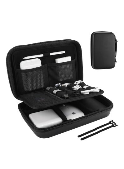 اشتري Hard Travel Electronic Organizer Case For MacBook Power Adapter Chargers Cables Power Bank Apple Magic Mouse Apple Pencil USB Flash Disk SD Card Small Portable Accessories Bag Black في السعودية